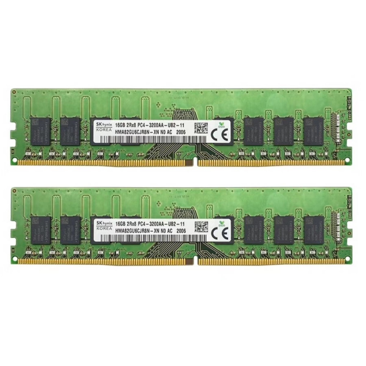 Hynix 32GB 2X16GB DDR4 3200MHz PC4-25600 2RX8 UDIMM Memory Ram HMA82GU6CJR8N-XN