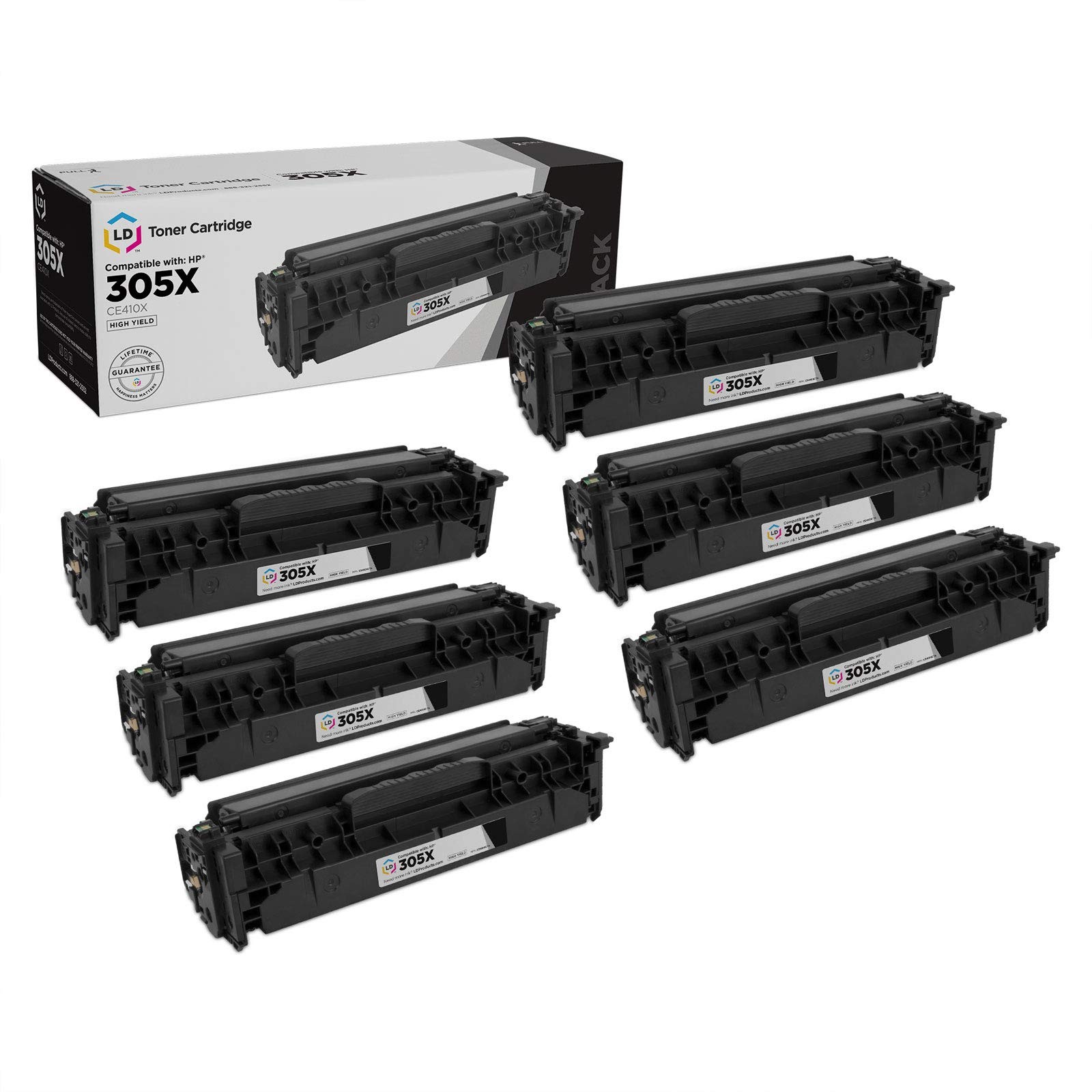 LD Replacement Toner Cartridge Replacement for HP 305X CE410X HY (Black, 6-Pack)