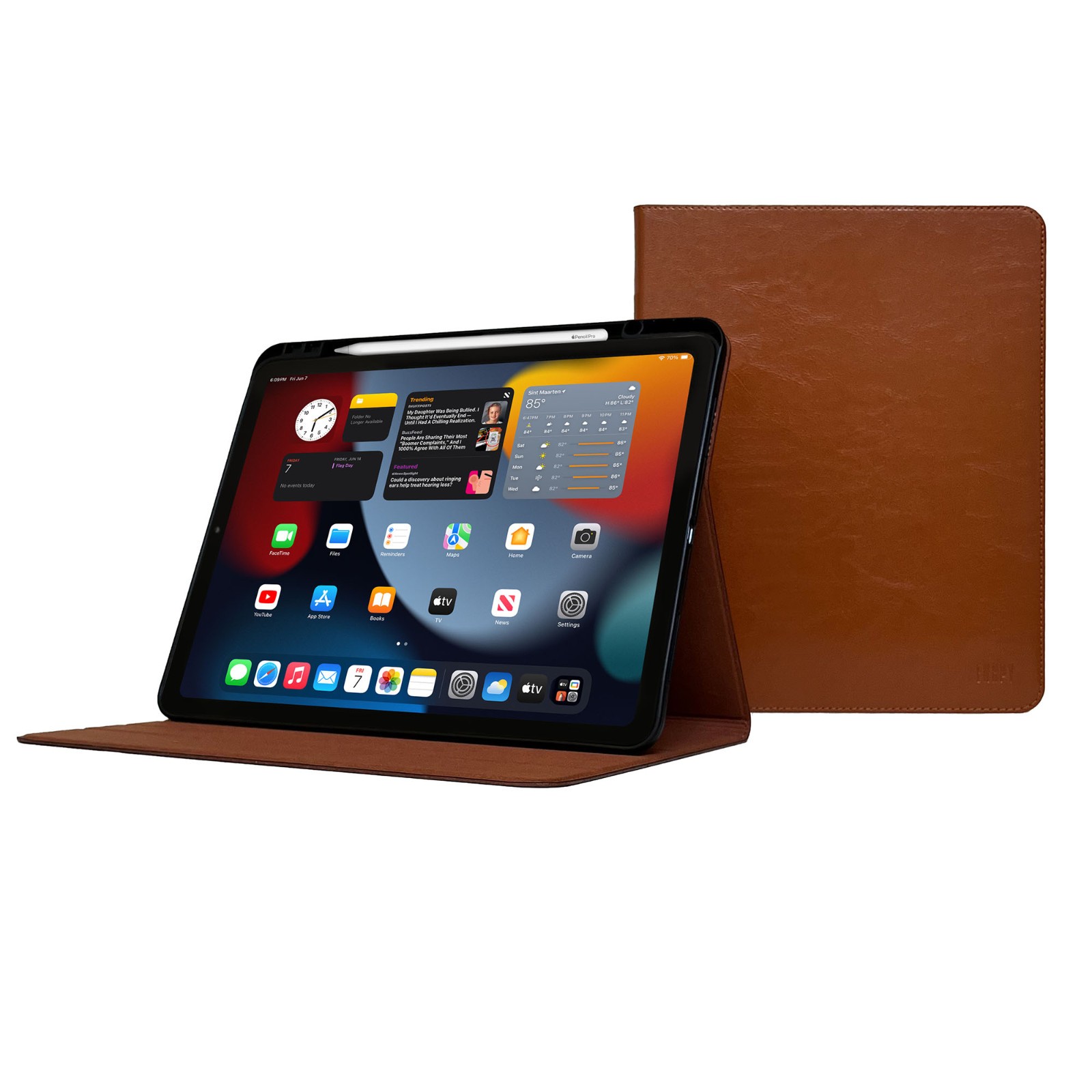 iPad Air 13" (M4) Case - 2026 - With Pencil Holder -Sleep/Wake - Genuine Leather