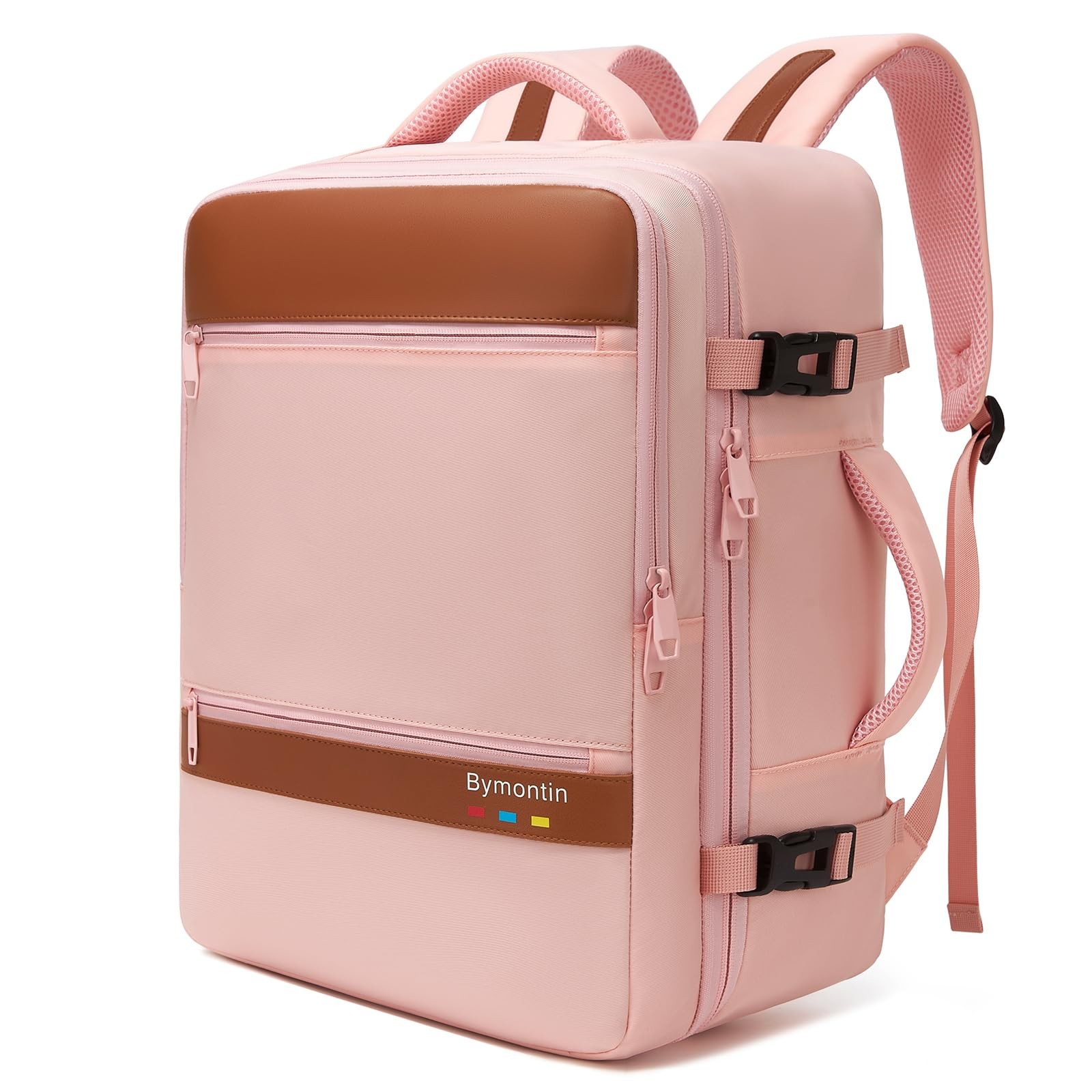 Bymontin Smart Suitcase-style Laptop Backpack, 25L / XL (8x12.8x18.5"), Pink