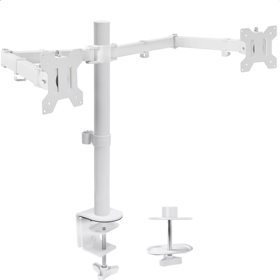 VIVO White Dual Monitor Adjustable Desk Mount Model Stand-V038W