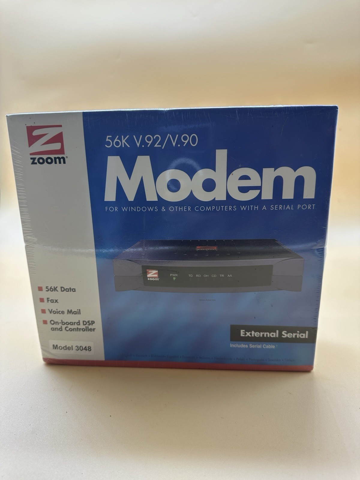 Zoom Model 3049 56K V.90 V.92 External Serial Modem - New/Sealed Box