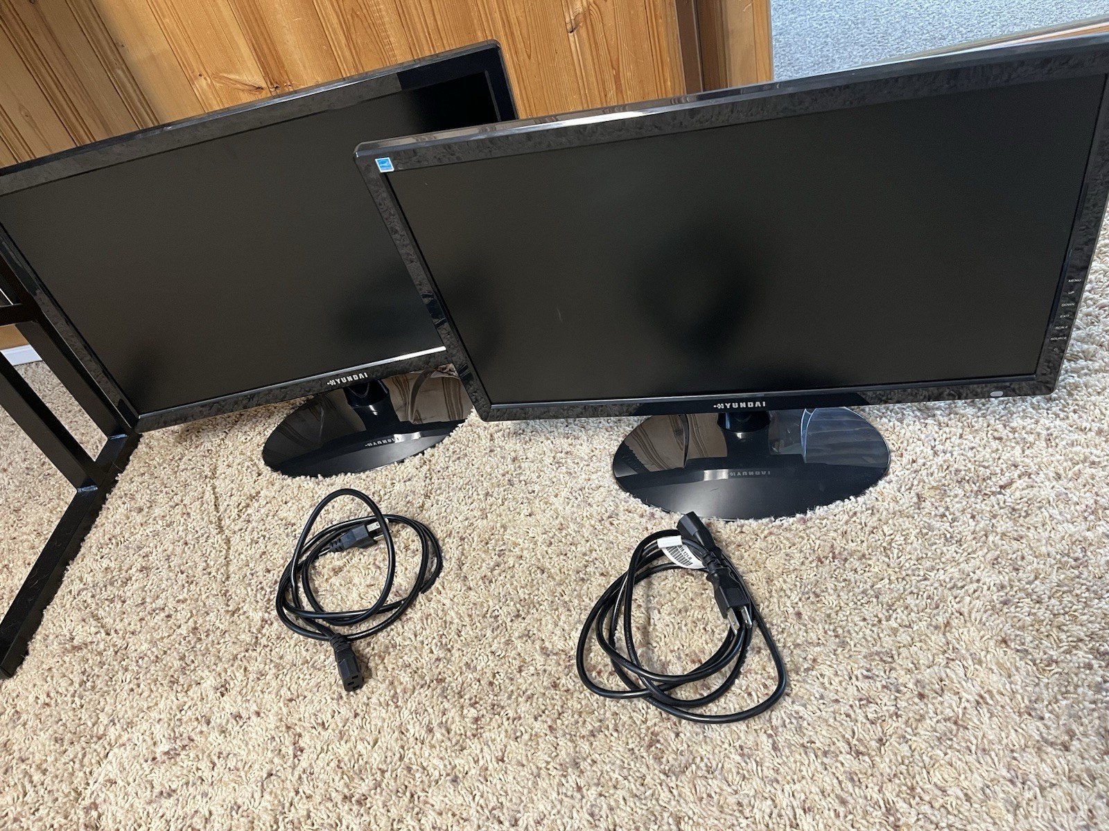 Dual Monitors - Hyundai P227DS 21.5" Full HD 1920x1080 LED Monitors 5ms DVI VGA 