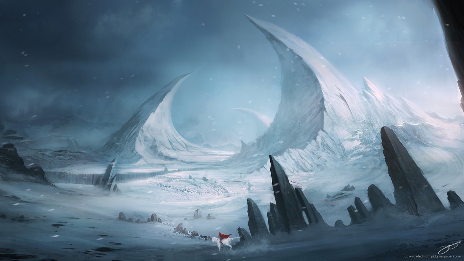 Landscape winter ice nature fantasy art Custom Gaming Mat Desk
