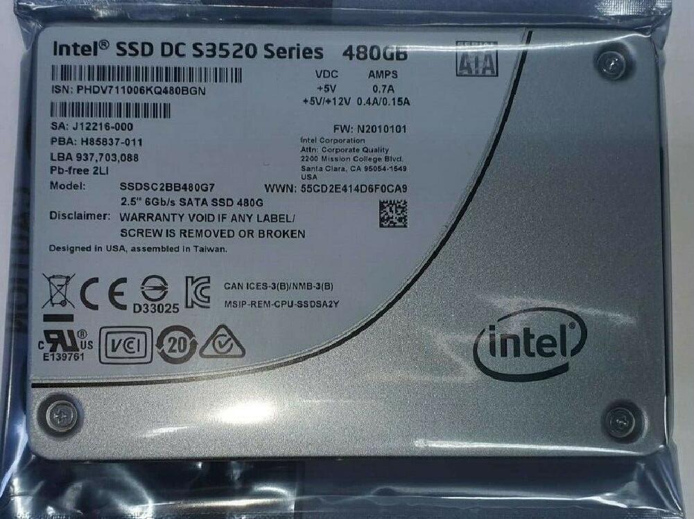 Intel DC S3520 SERIES SSDSC2BB480G7 480GB SATA-6GBPS 3D1 MLC 2.5" SSD Drives