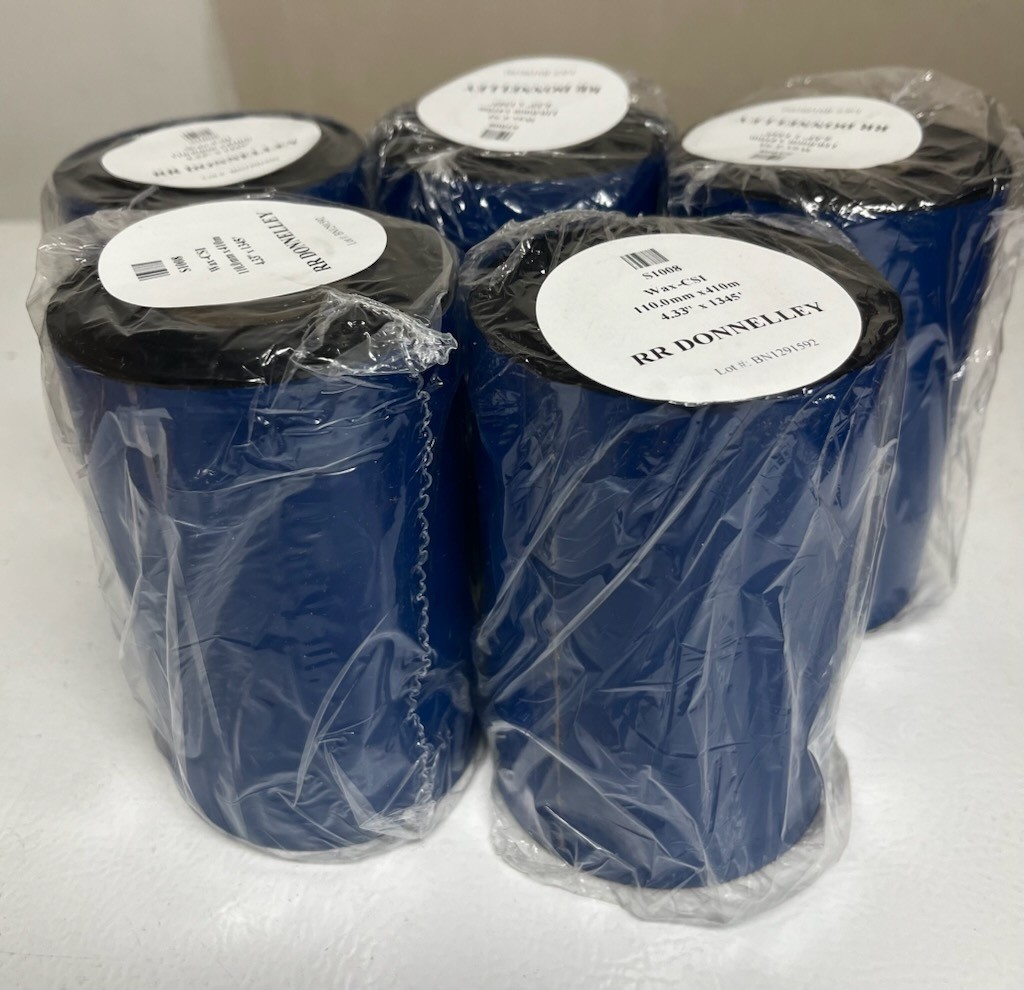 5 Sealed RR Donnelley Wax-CSI S1008 4.33" x 1345' Thermal Transfer Ribbons