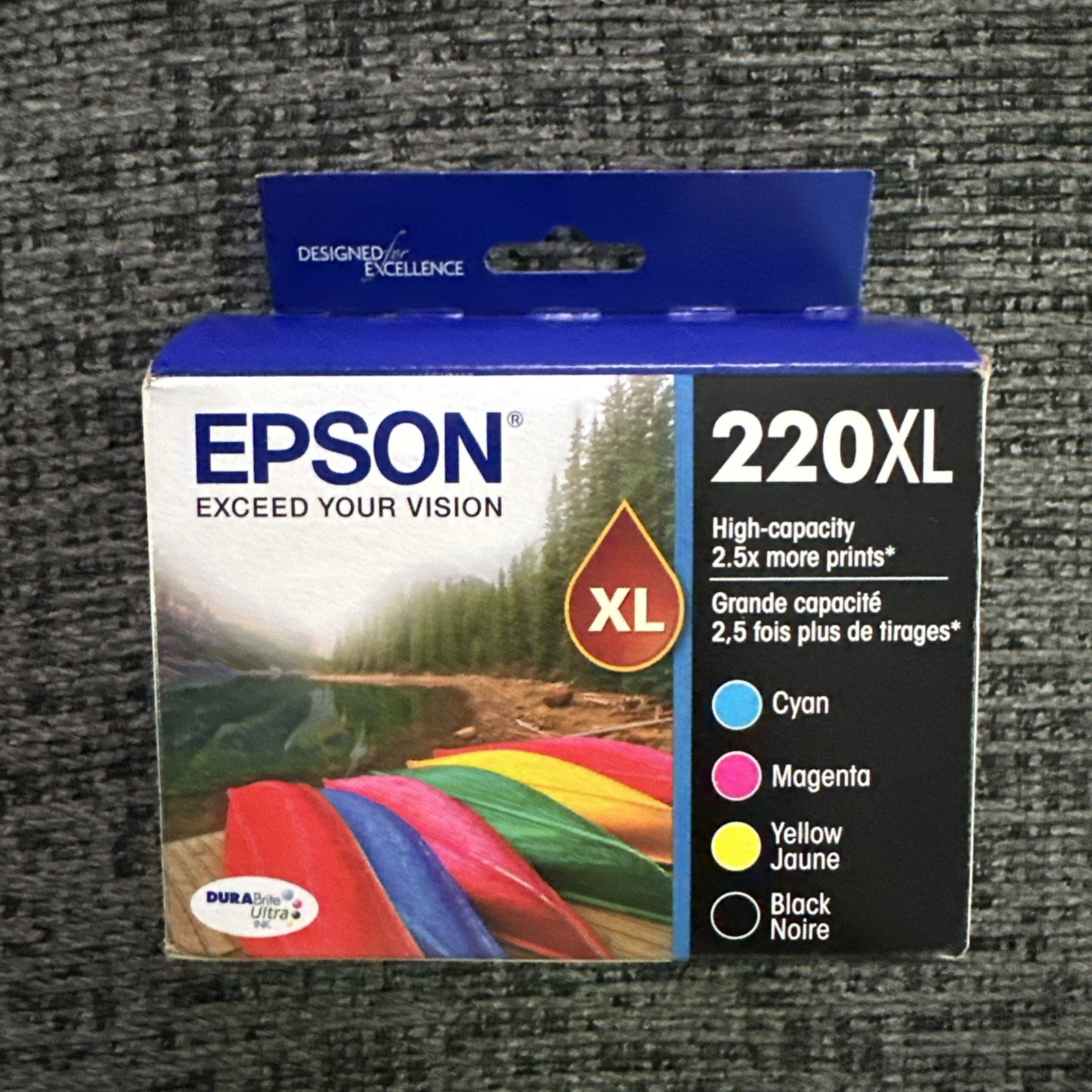 Genuine Epson 220XL Black/Cyan/Magenta/Yellow Ink 4Pk Cartridges OEM EXP 05/27