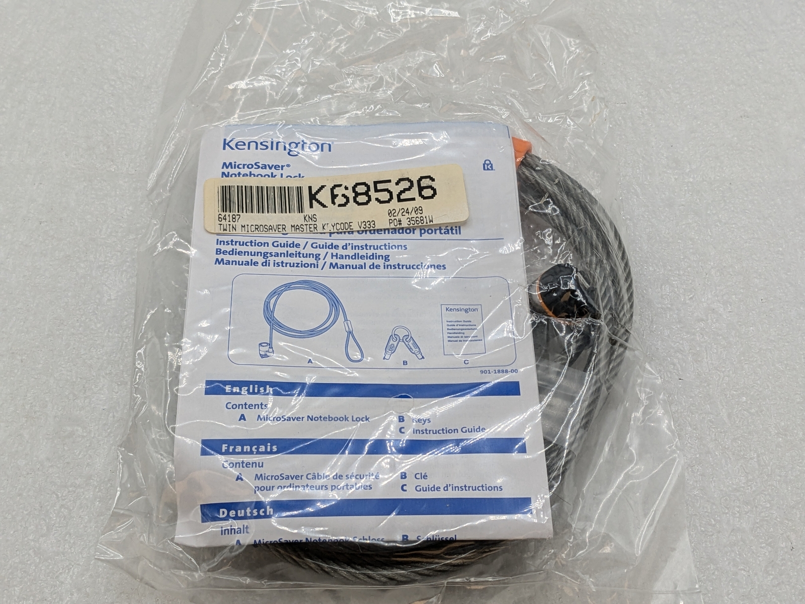 Kensington K64187FM Master Keyed MicroSaver Notebook Cable Lock - NEW SEALED