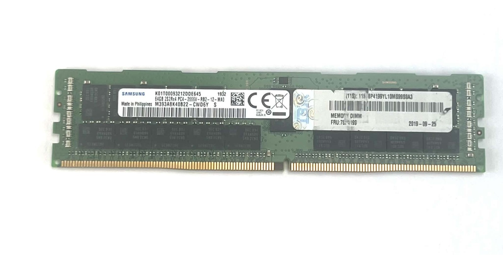 Samsung 64GB DDR4 PC4-2666V 2SRx4 ECC REG DIMM M393A8K40B22-CWD SERVER MEM