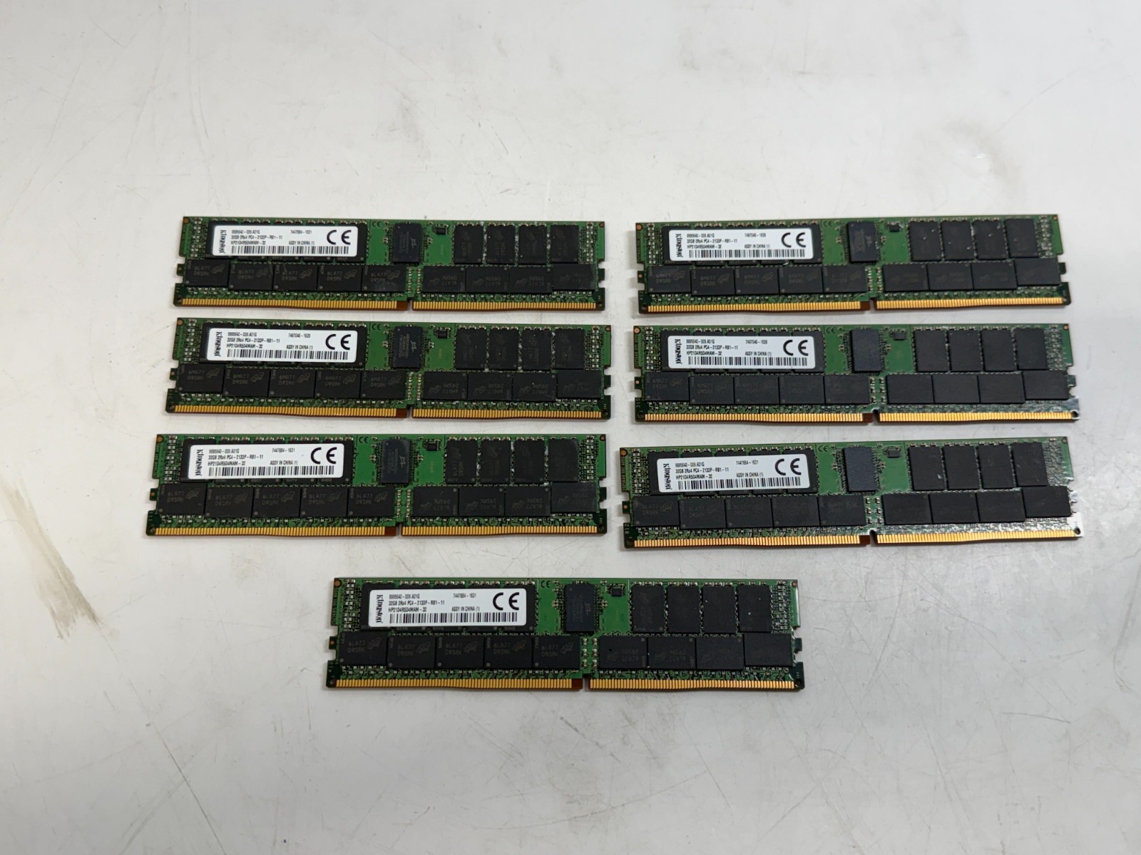 Lot of 7 Kingston 32GB 2Rx4 PC4-2133P-RB1-11 ECC Server Memory HP21D4R5D4MAM-32