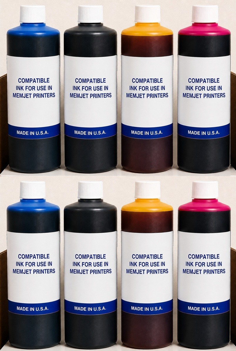 8 x COMPATIBLE BULK INK REFILL FOR MEMJET LABEL PRINTERS CYMK - 8 LITERS