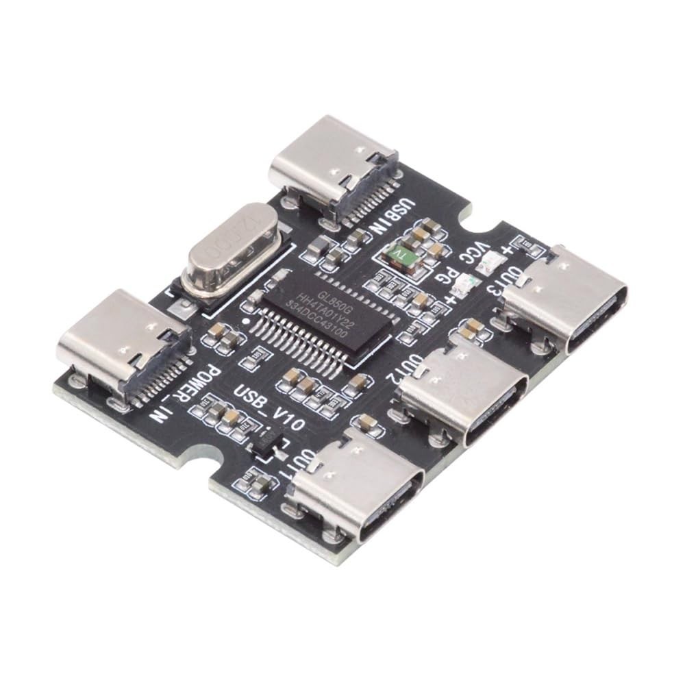 cablecc USB-C 2.0 1-to-3 HUB PCBA to 3-Port hub Board Power 10cm, Black 