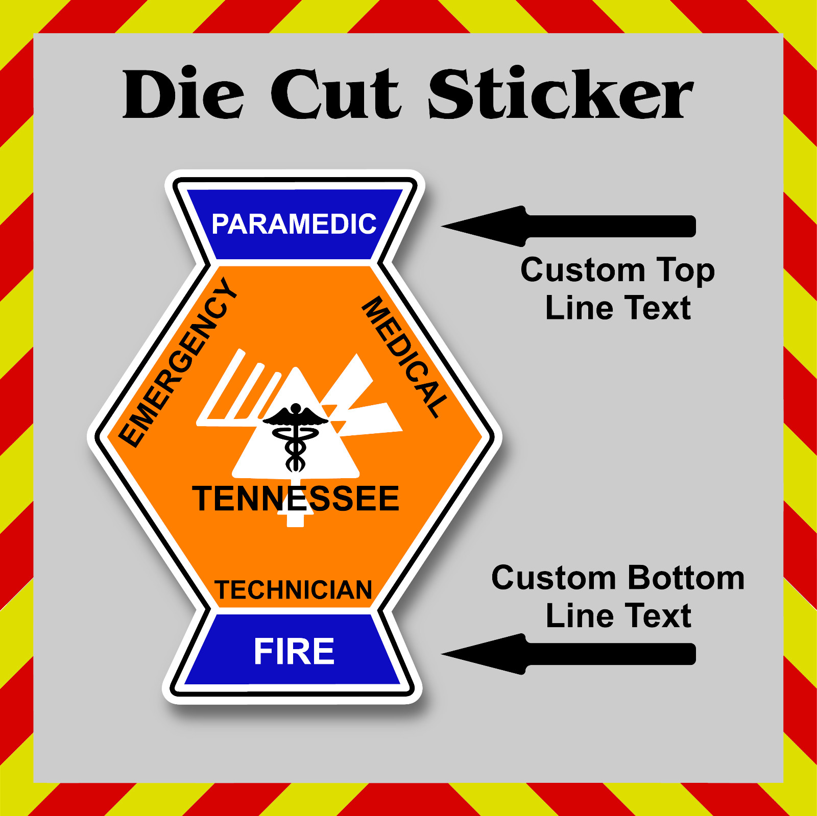 Custom Tennessee Paramedic EMT Patch Sticker, Waterproof Die-Cut Vinyl Decal