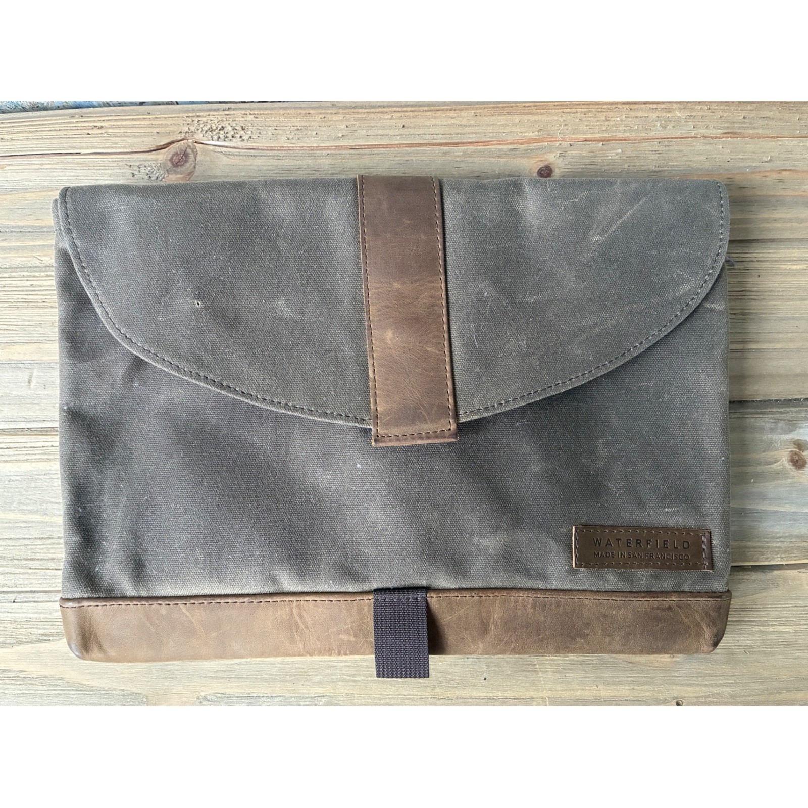 WaterField Designs Waxed Canvas Leather Laptop Tablet Sleeve Brown Tan 26