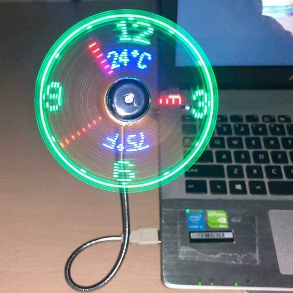 BREIS New USB Clock Fan with Real Time 3.15 x 7.09 x 0.67 inches, Silver