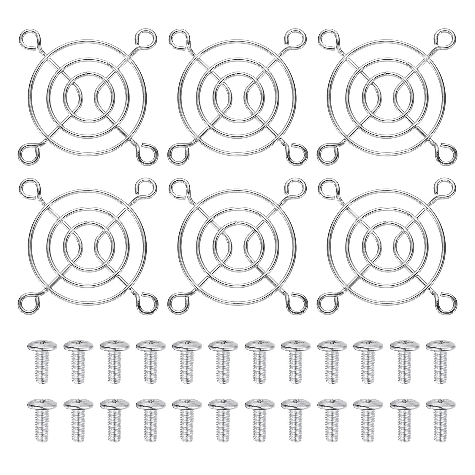6 Pcs 50mm Fan Finger Grill Metal Ventilation Grill Cover with Screws, Silver