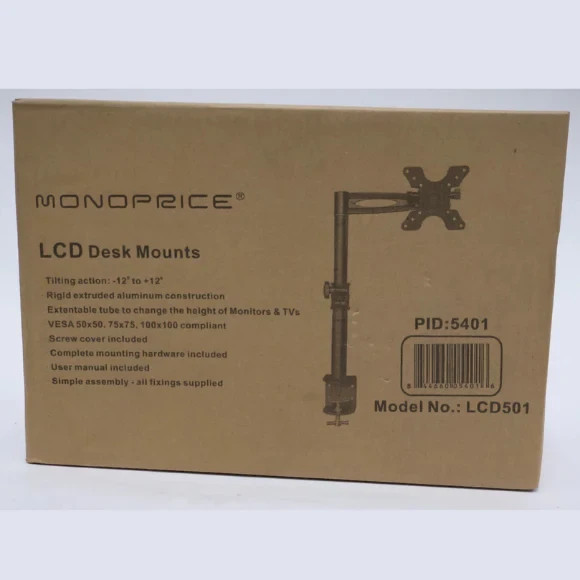 New Monoprice 2 Way Adjustable Tilting Desk Mount Bracket LCD501 Black
