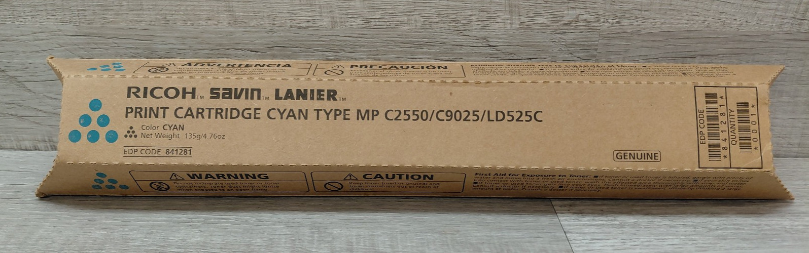 Ricoh Orignal # 841281 CYAN Toner Cartridge For Use in: MP-C2550-C9025-LD525C