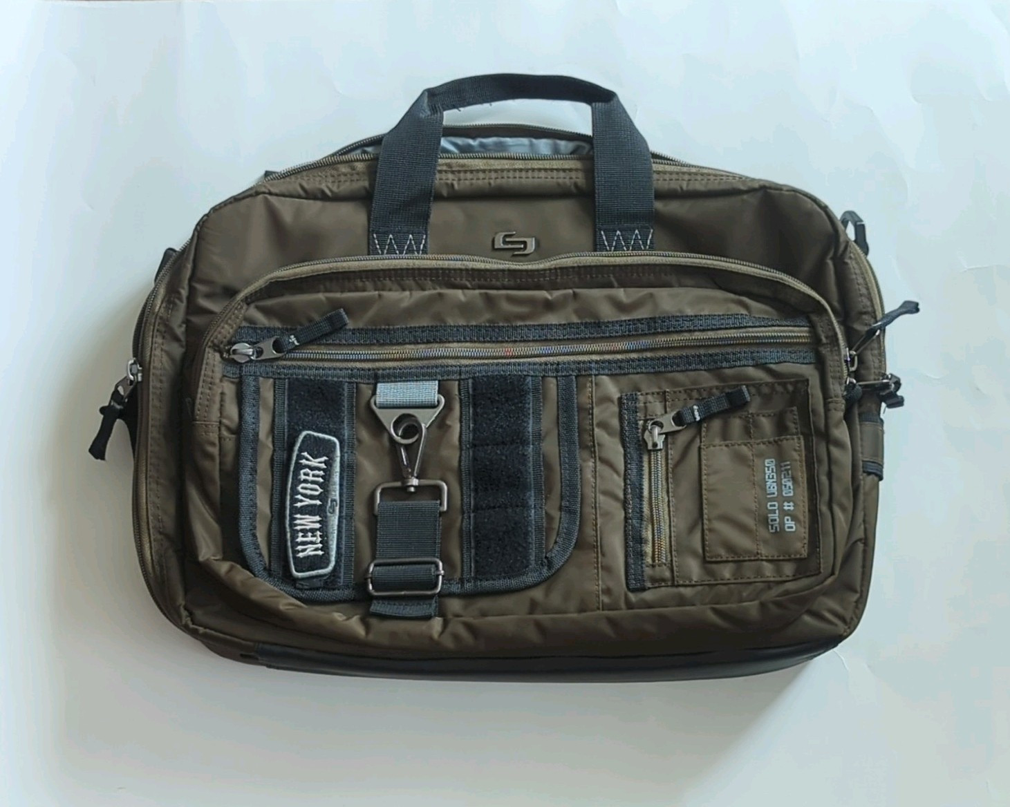 Solo New York Zone Hybrid Briefcase Backpack Brown Laptop Tablet Book Bag 