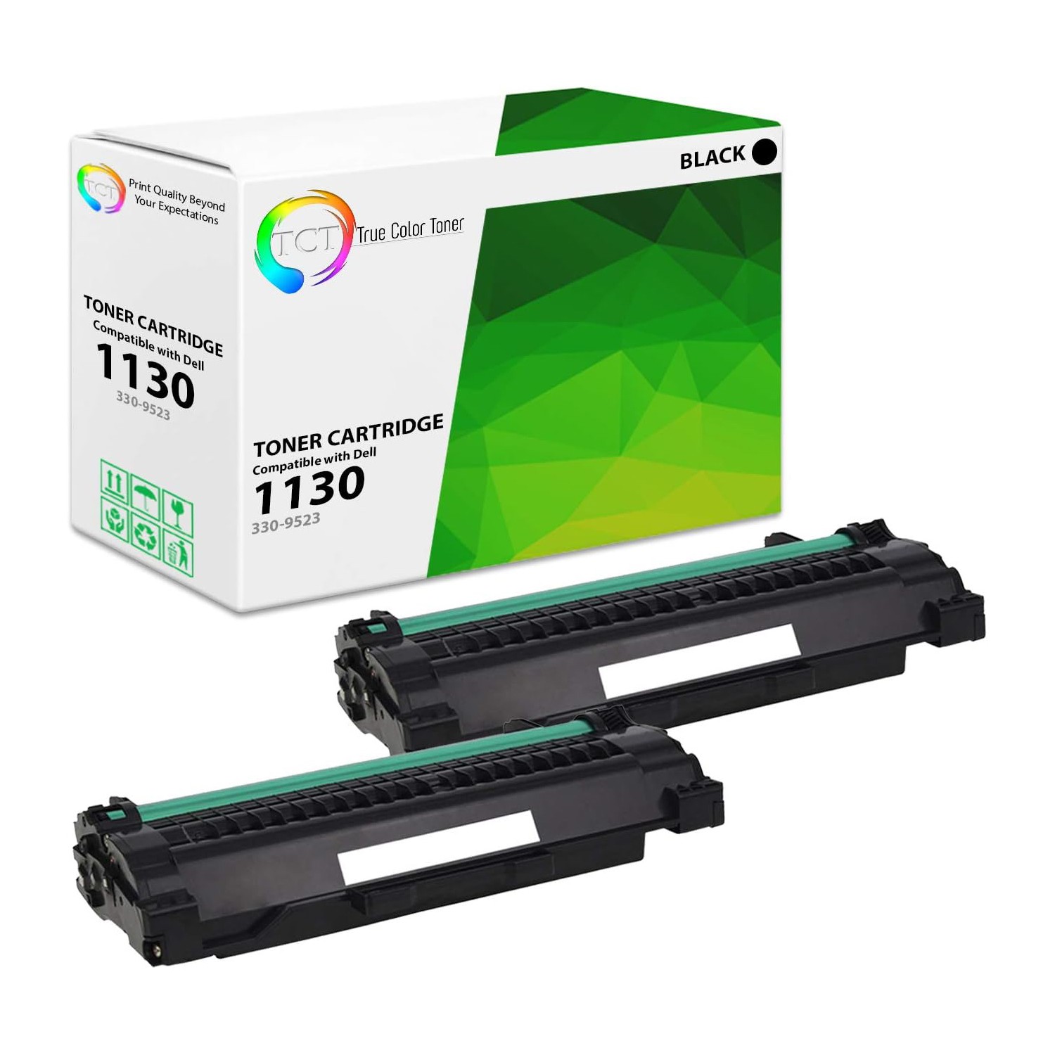 TCT 2PK 330-9523 (7h53w) Black Laser Toner Cartridges For Dell 1130 1130n 1133