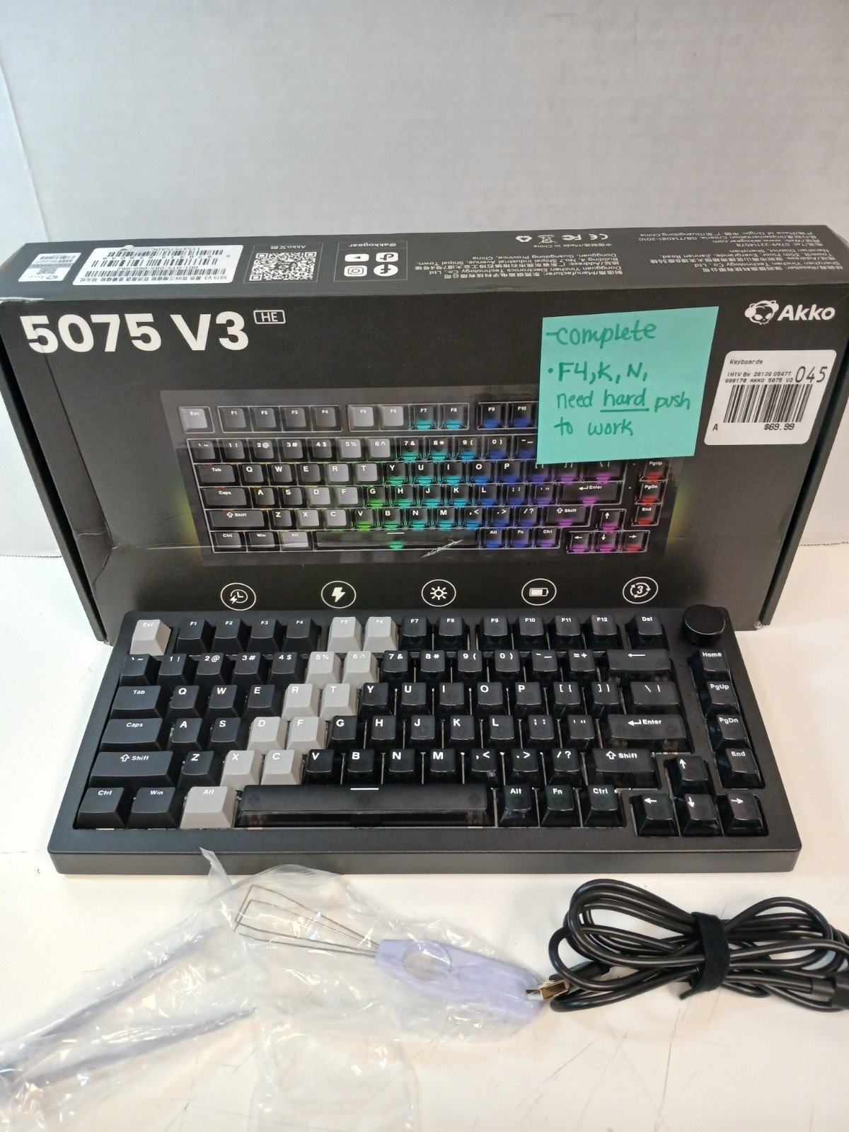 Akko 5075 V3 HE RGB Wireless Tri-Mode Keyboard, Black Gradient  *READ*