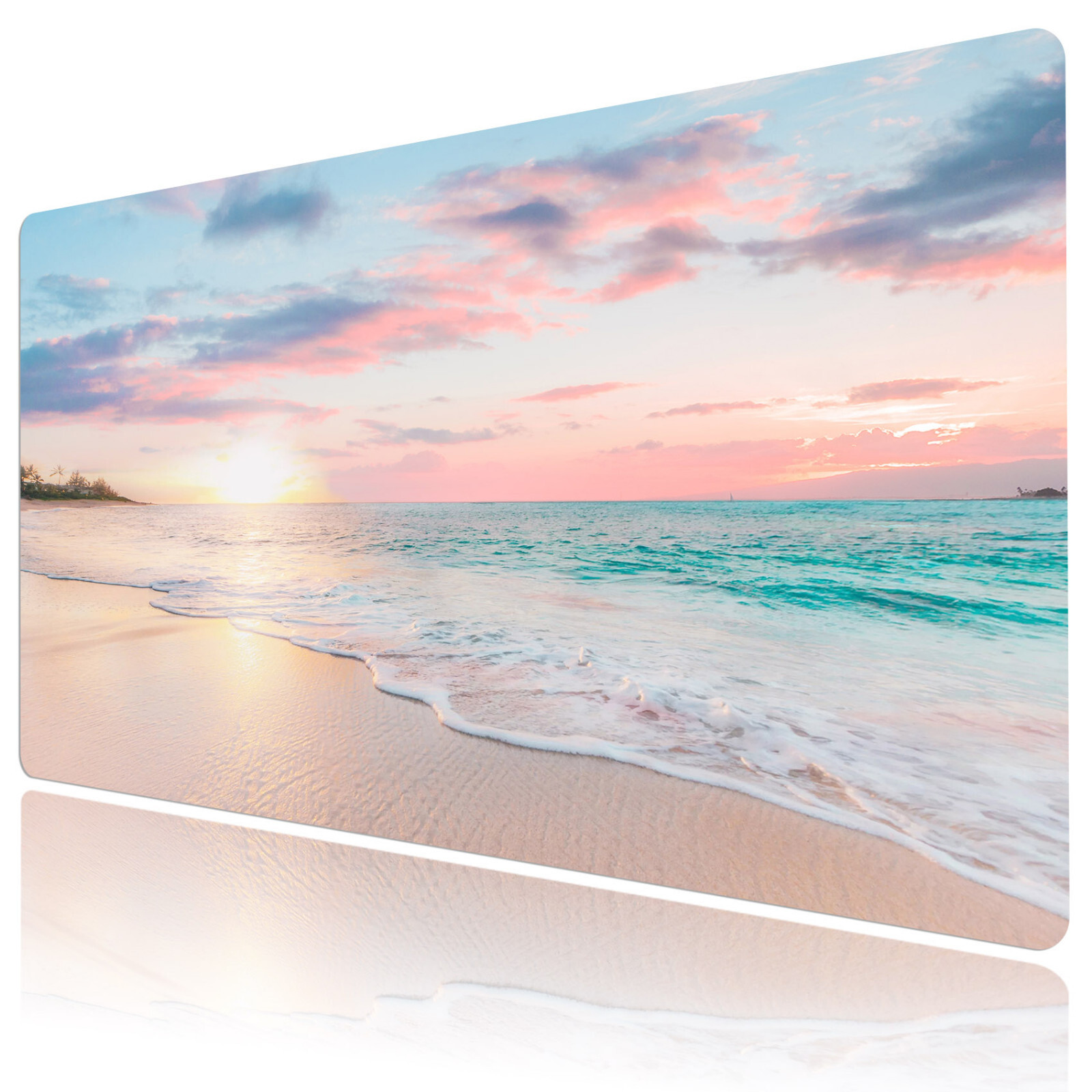 Beach Coastal Mouse Pad Ocean Sunset Desk Mat for Keyboard and Mouse Desk Pad