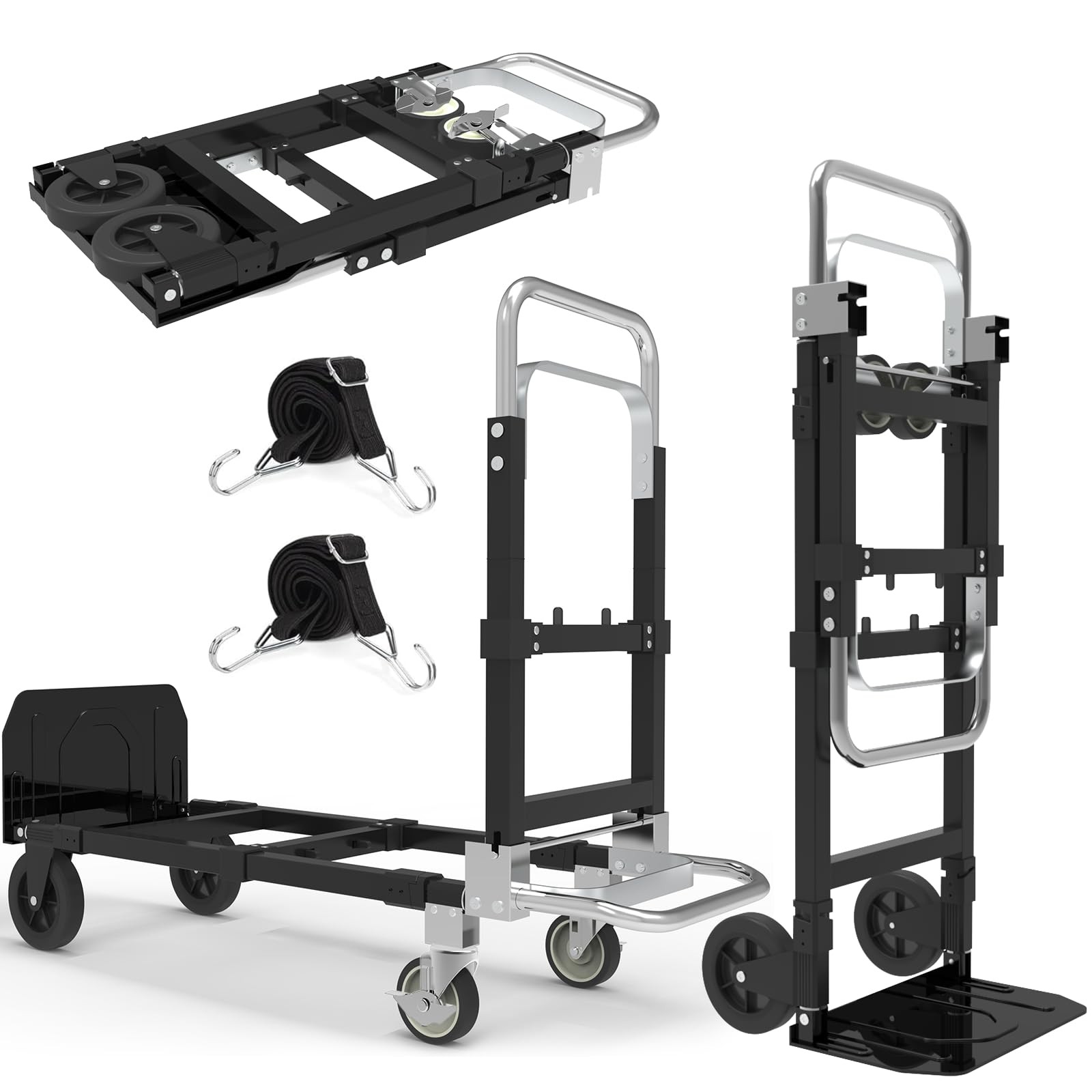 3 in 1 Heavy Duty Folding Hand Truck, Convertible Portable Steel Dolly