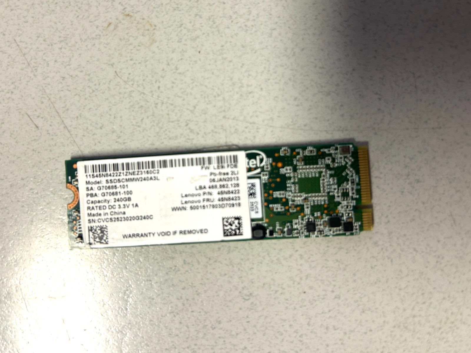 Intel 240GB M.2 PCLe SSD Hard Drive