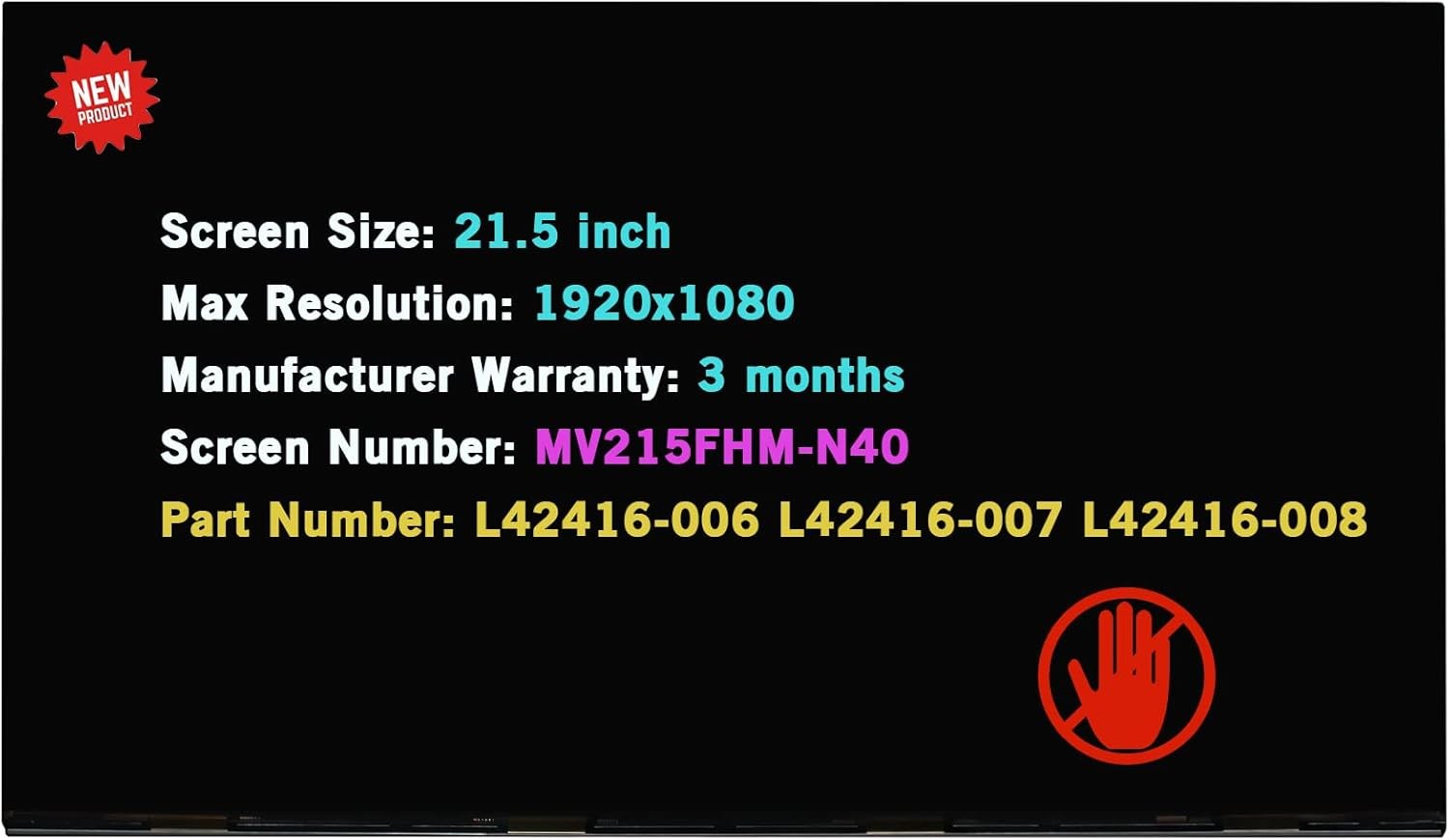 21.5" LCD Screen for HP AIO 22-D 22-DD0046 FHD 30pin Non-Touch Display