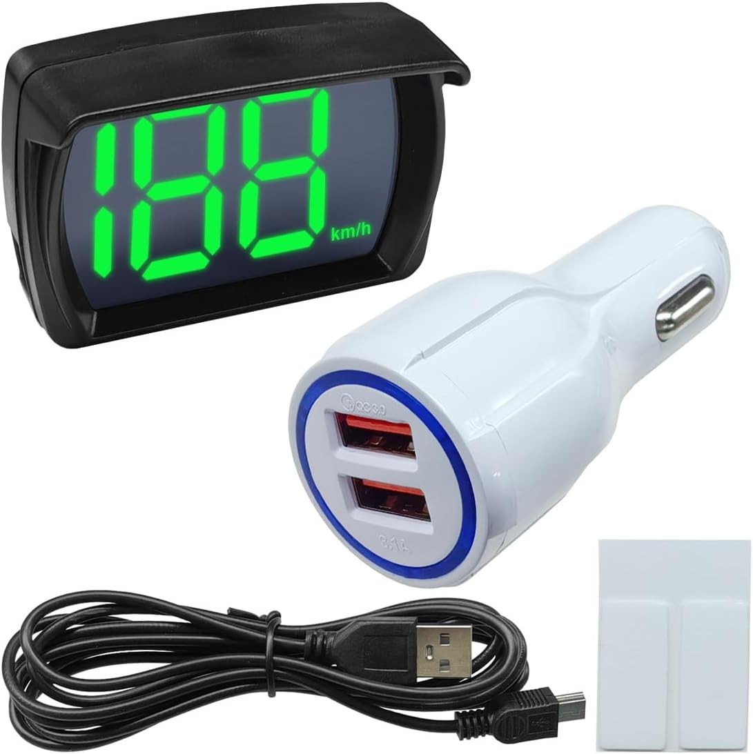 Car HUD GPS Digital Speedometer, KM/ Meter with LED Large Font Head Up Dis