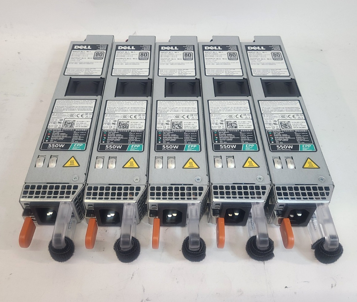 Lot of 5 Dell D550E-S1 550W EPP 80 PLUS Server Switching Power Supplies