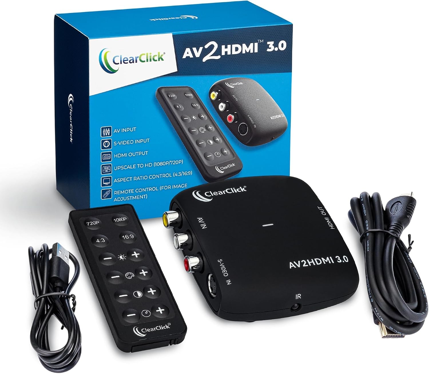 ClearClick AV to HDMI Converter 3.0 (Third Generation) - 1080P RCA or S-Video to