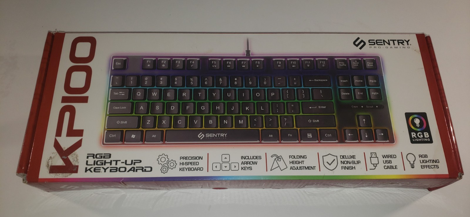 Sentry Pro Gaming KP100 Light Up RGB Keyboard Tested Working