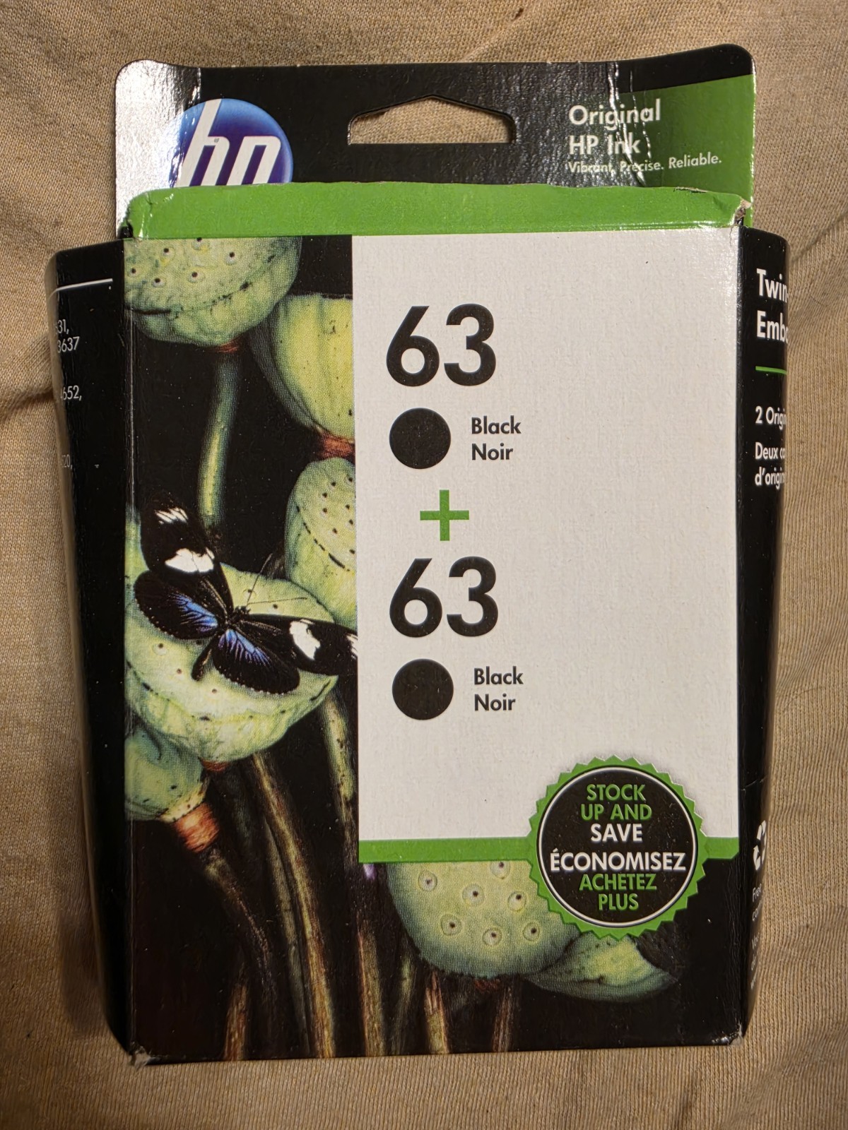 Genuine HP Dual (2x) 63 Black Original Ink Cartridge, Sealed Exp 2019 OEM