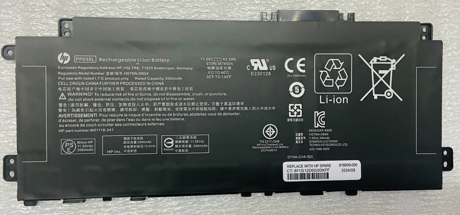 Genuine PP03XL M01118-421 Battery for Pavilion x360 13-BB 14-DV 14M-DW PV03XL