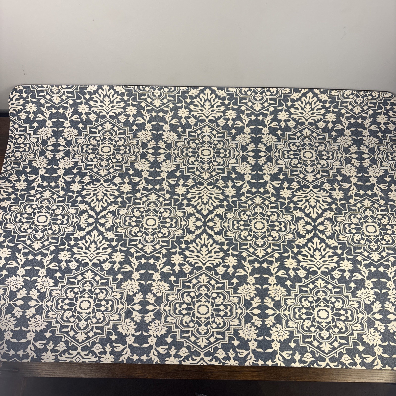 Mousepad Floral Blue + White 30x20 Desk Mat