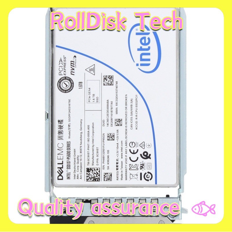 DELL EMC 1.6TB PCIe GEN4 SSD W/ TRAY D7-P5600 SERIES SSDPF2KE016T9E DP/N C9X5T B