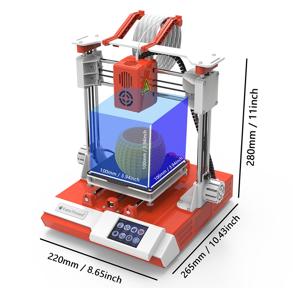 EasyThreed K6 3D Printer Desktop Printing Machine 100x100x100mm/4x4x4in GCII
