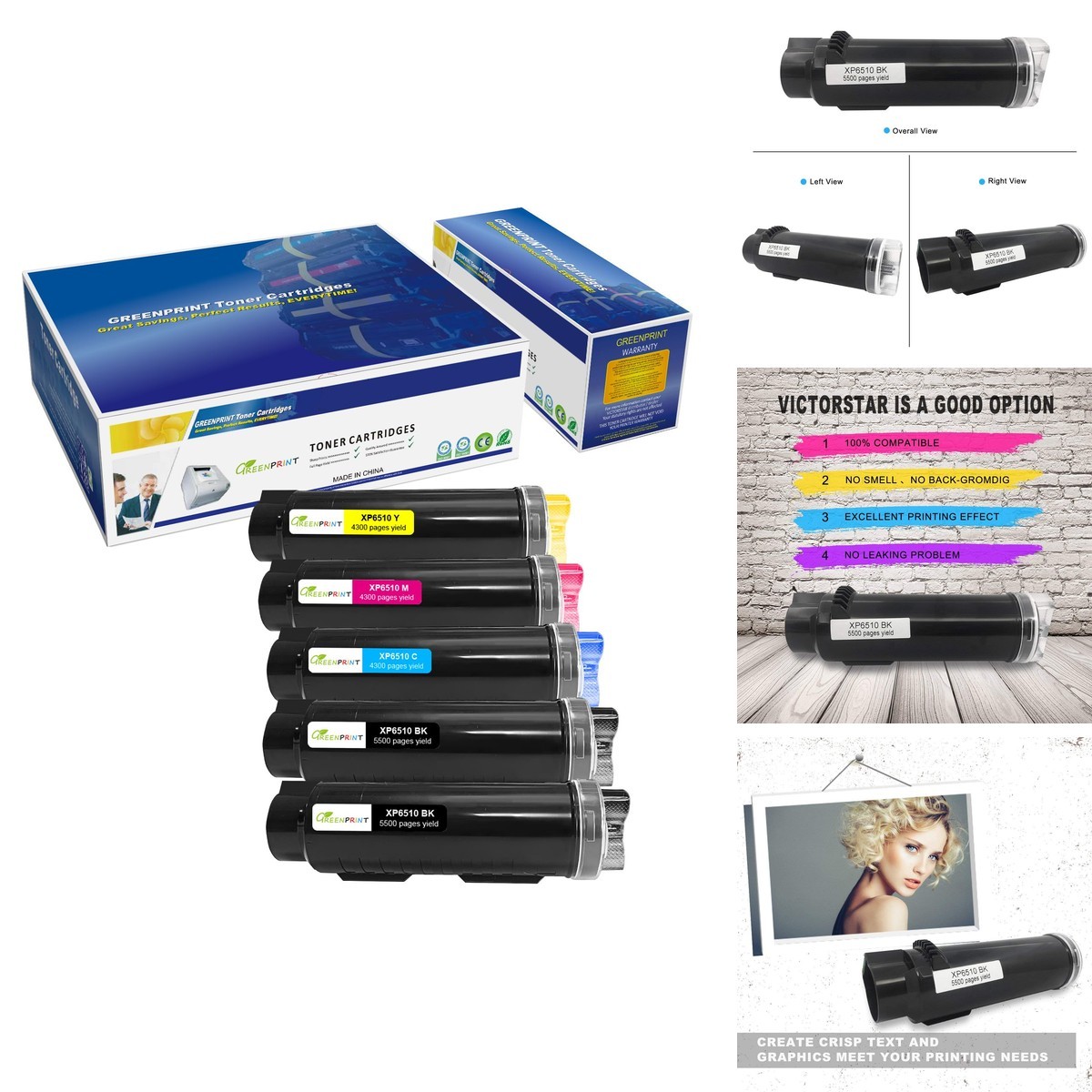 GREENPRINT 5 Packs 6510 6515 Compatible Toner Cartridges (extra High Yield)
