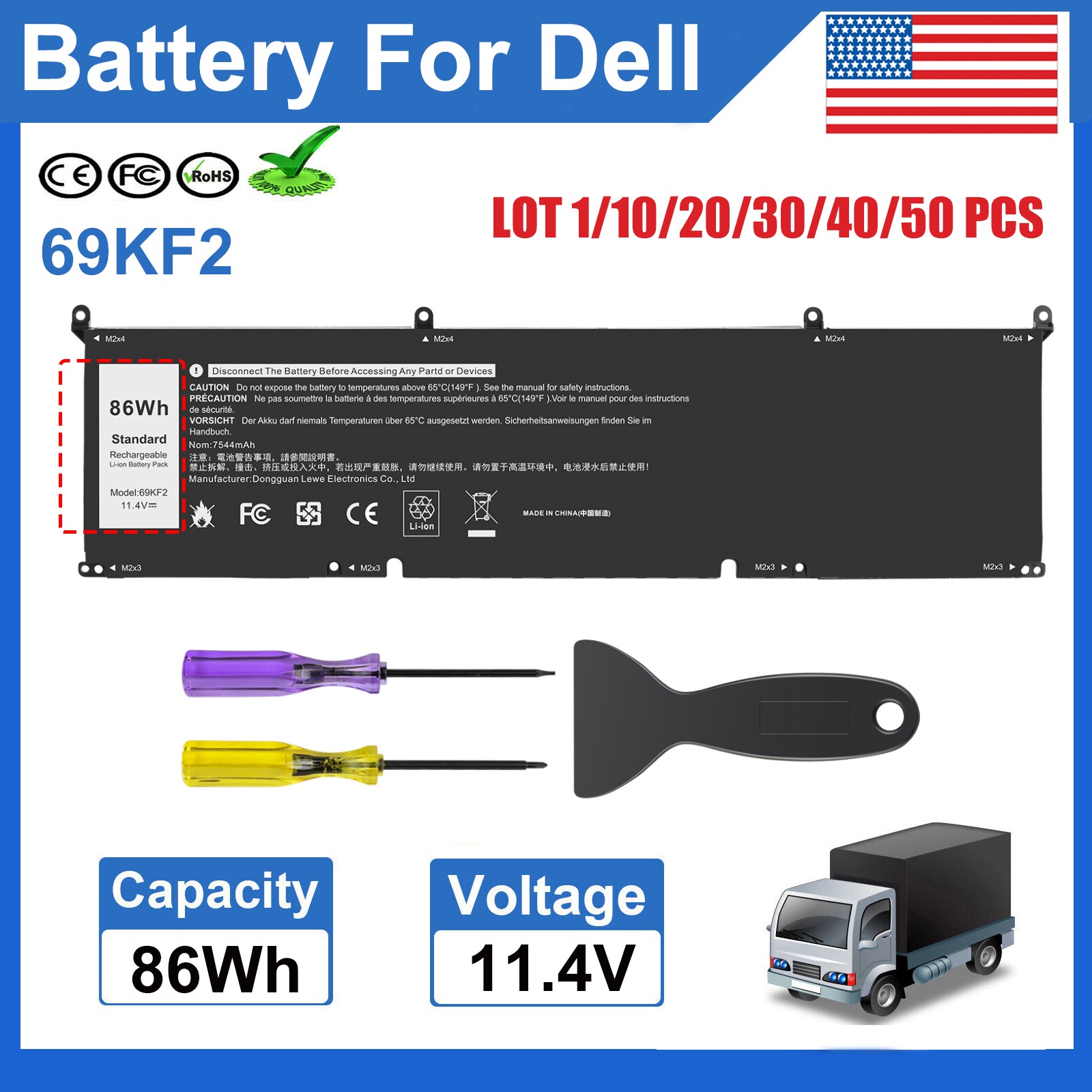 ✅LOT 86Wh 69KF2 Battery For Dell Alienware M15 M17 R3 R4 XPS 15 9500 8FCTC 70N2F