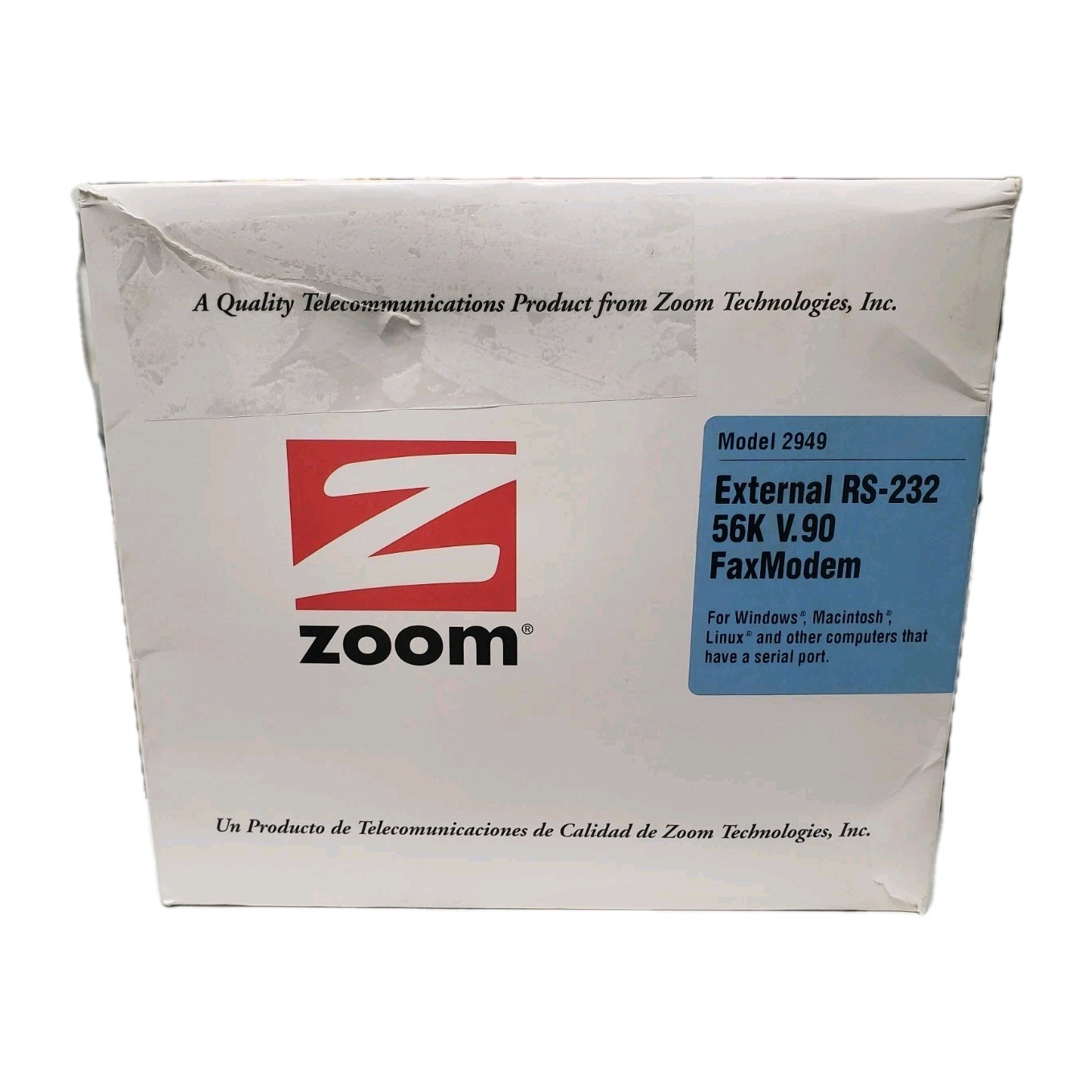 Zoom Model 2949 56K V.90 V.92 External Serial Modem - New/Open Box Unused