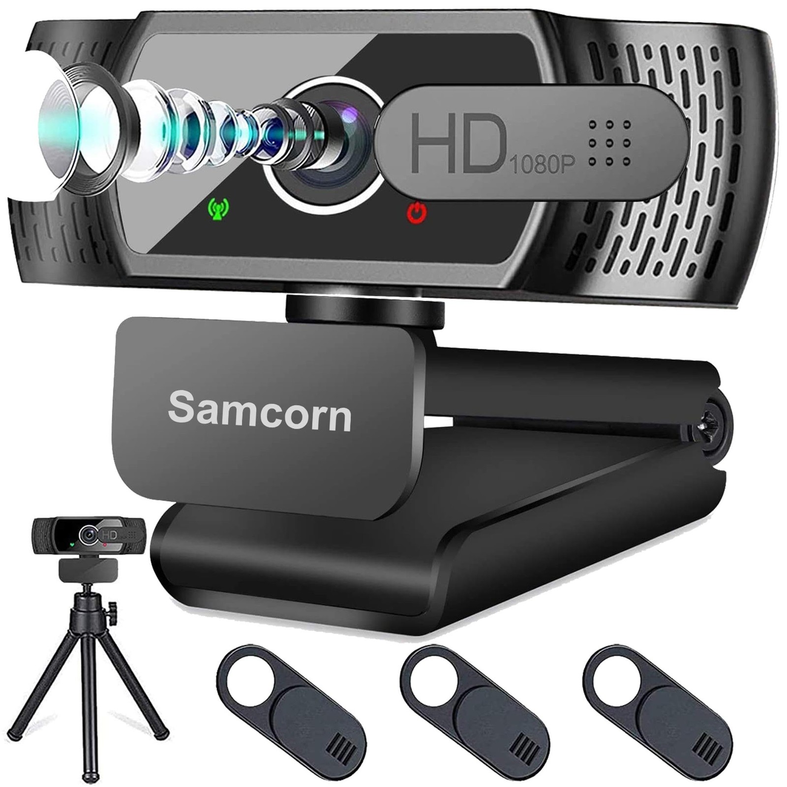 Webcam with Microphone for Desktop,1080P HD USB Live Streaming webcam