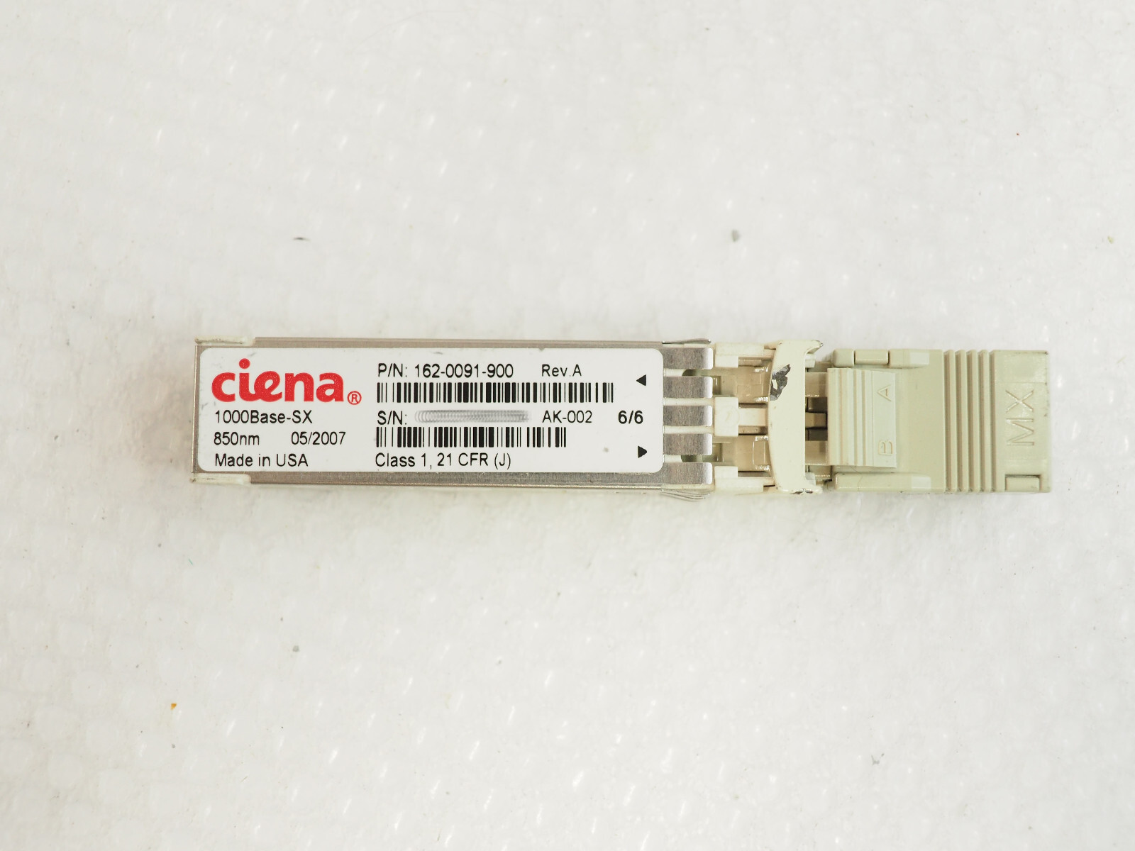 CIENA 162-0091-900 1000Base-SX 850nm IPUIAGYTAA Transceiver Module
