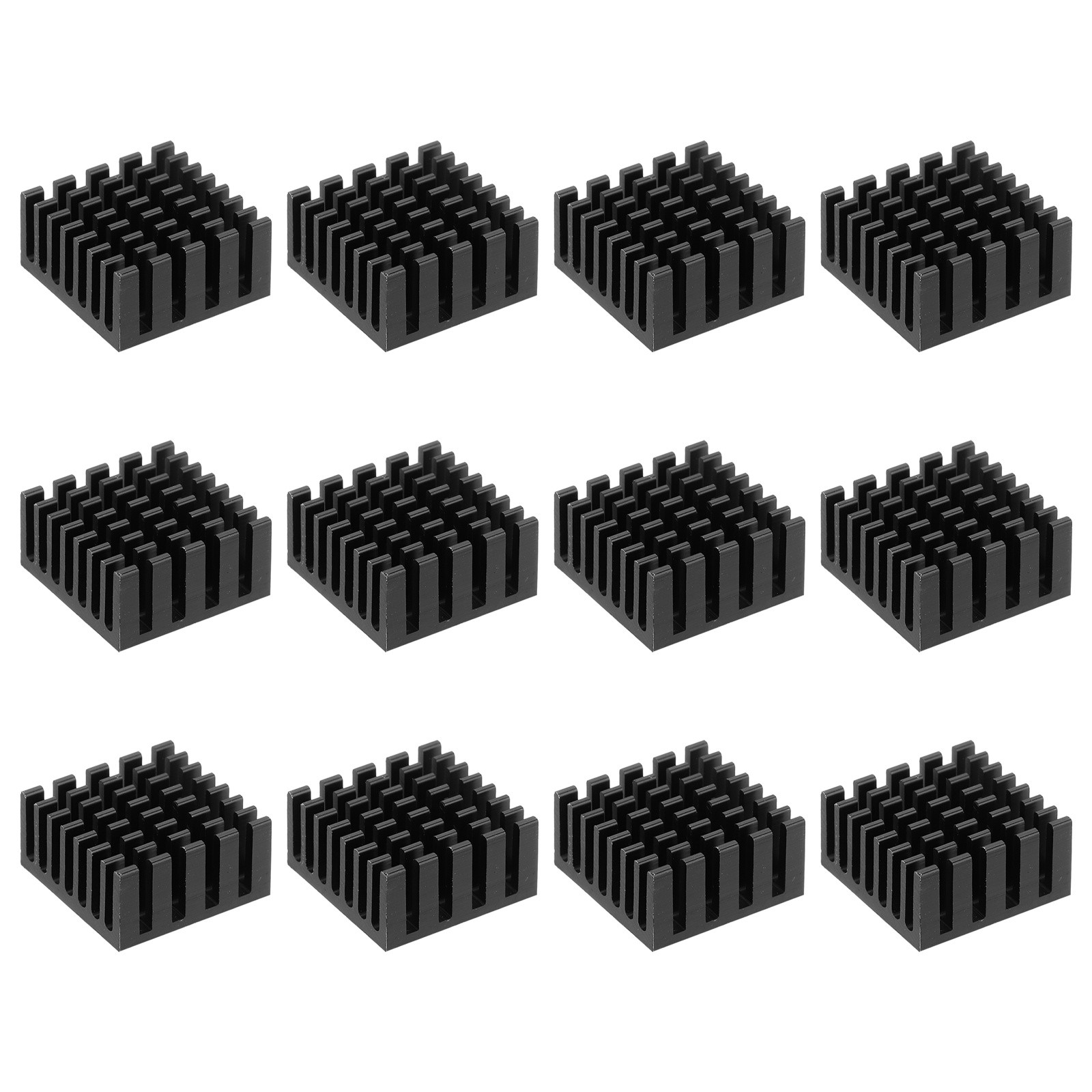 12 Pcs Heatsink 20x20x10mm Aluminum Heat Sink with Thermal Blue Sticker Black