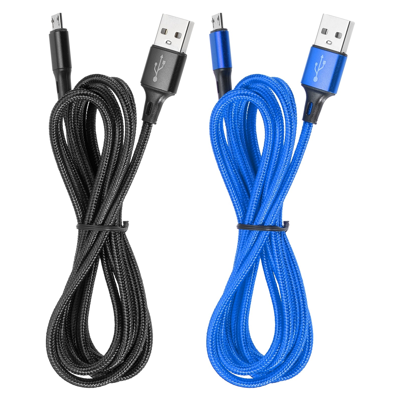 2Pcs Controller Charger Cable, 6Ft USB A to Micro USB Fast Charging, Blue/Black