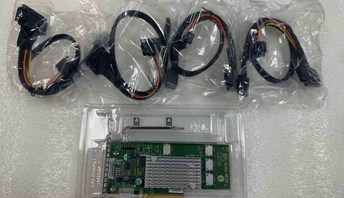 Supermicro AOC-SLG3-4E2P PCIe to SFF-8611 NVME U.2 Quad-Port Adapter +4*SFF-8639