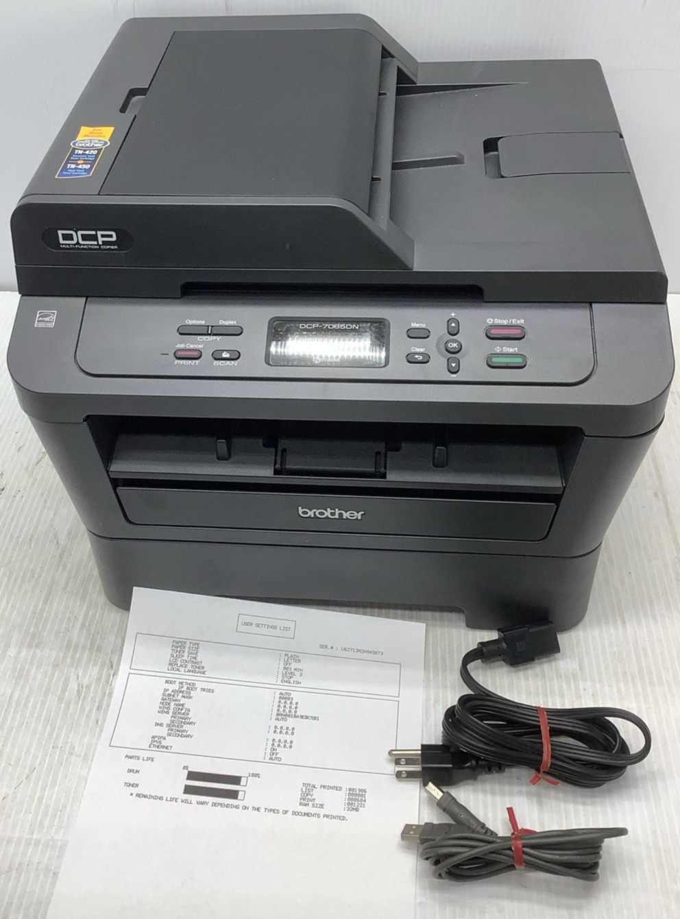 Brother DCP-7065DN All-In-One Laser Printer 1906 Page count Low page count