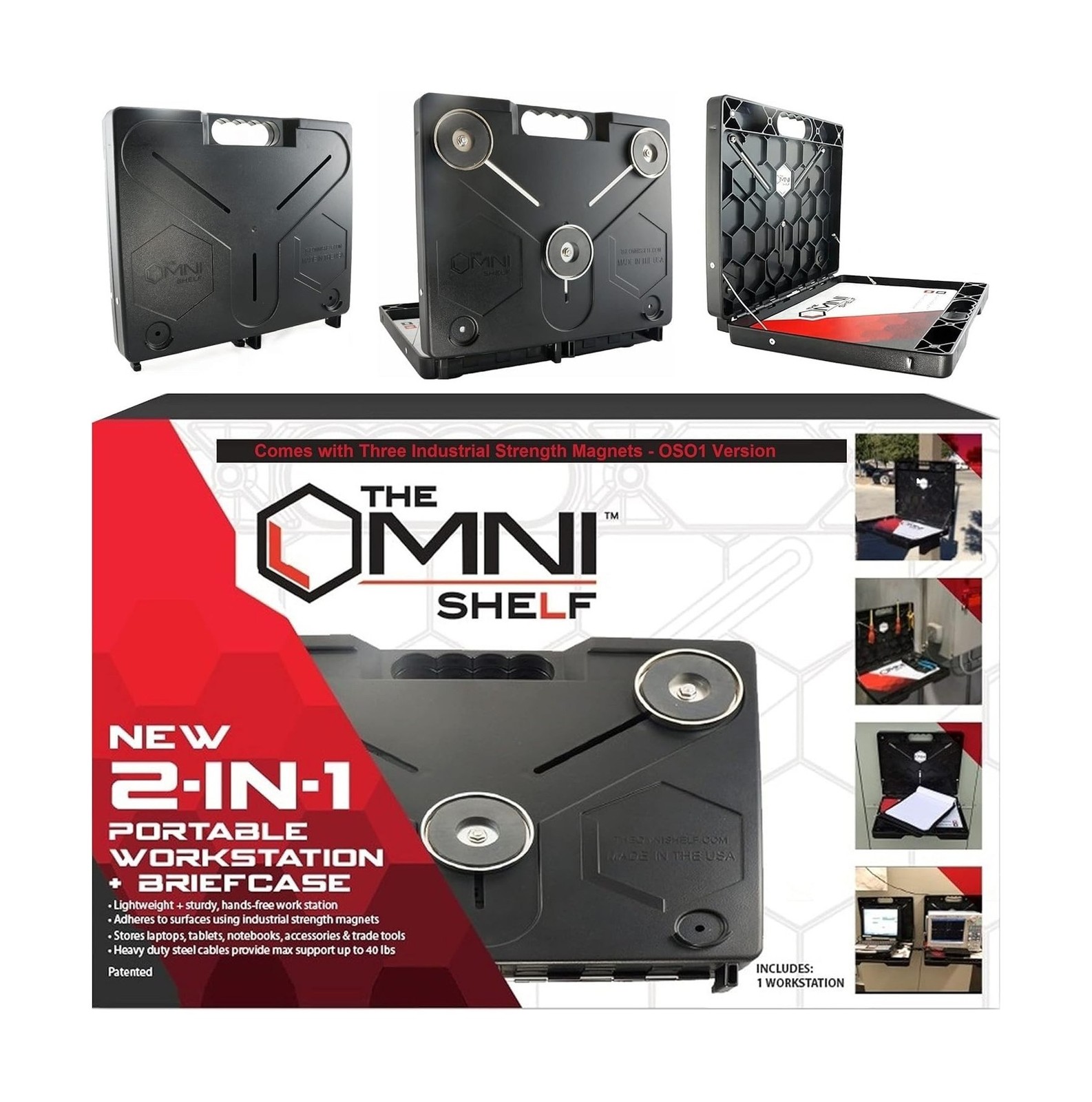 The OmniShelf Portable Workstation, Magnetic Toolbox, Laptop Stand w/ 50 lb C...