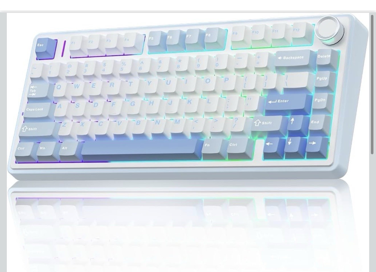 AULA F75 75% Wireless Mechanical Keyboard, Hot Swappable Salt Water Blue 3 In 1