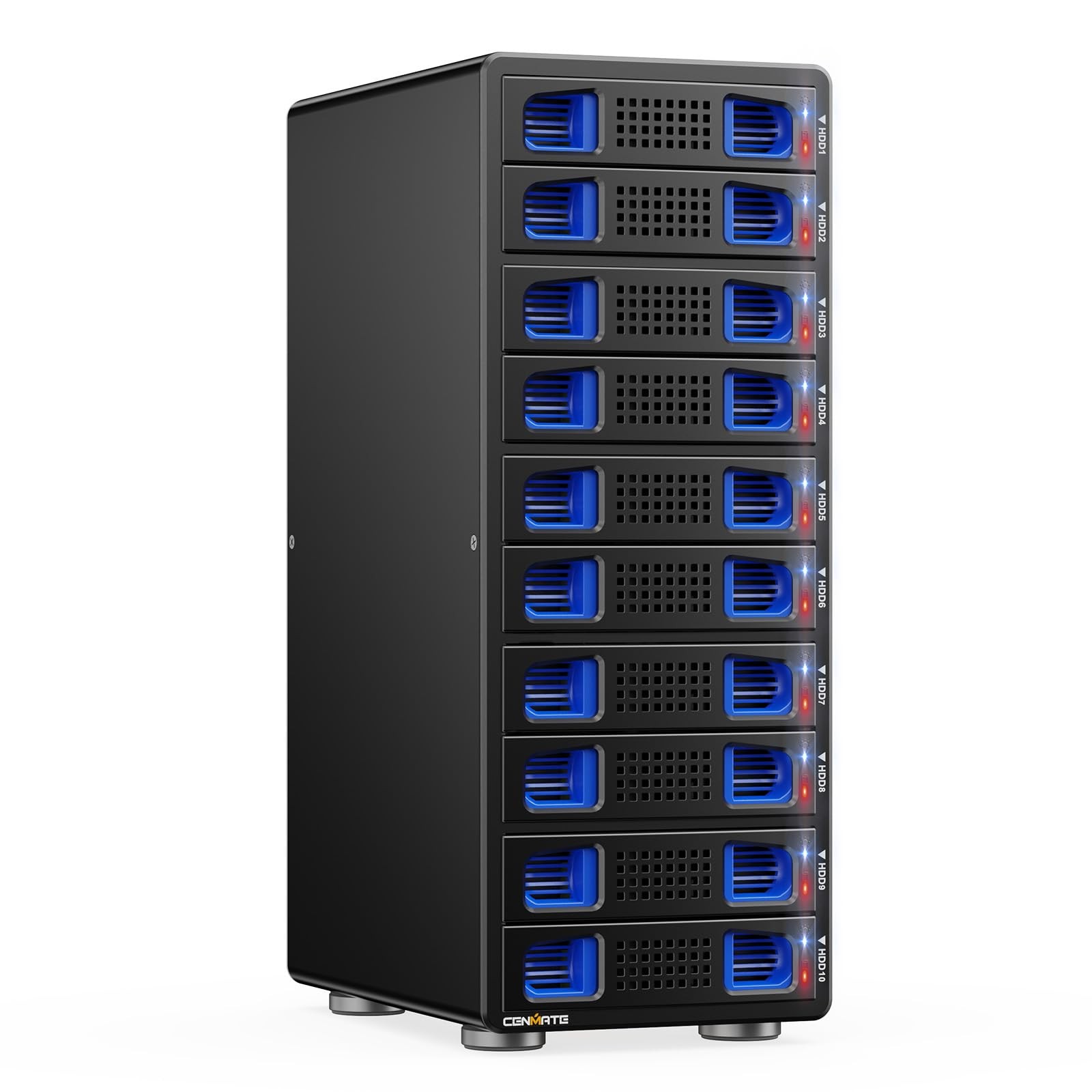 CENMATE Aluminum 10 Bay Hard Drive Enclosure with Cooling Fan 10 bay, Black